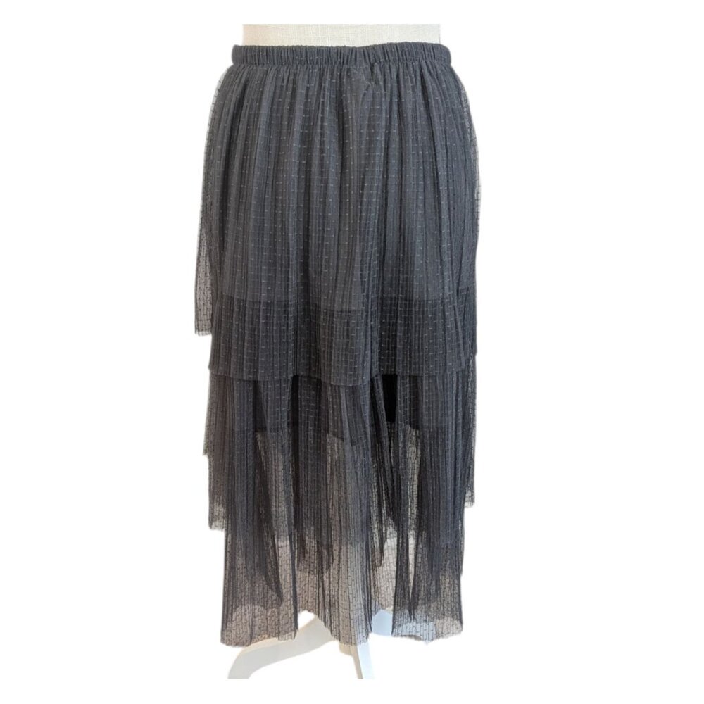 Wild Fable Womens Gray Tiered Tulle Midi Skirt